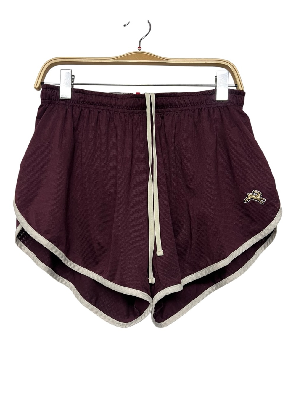 Mens Tracksmith Maroon Twilight Split Athletic Shorts with Cream Trim